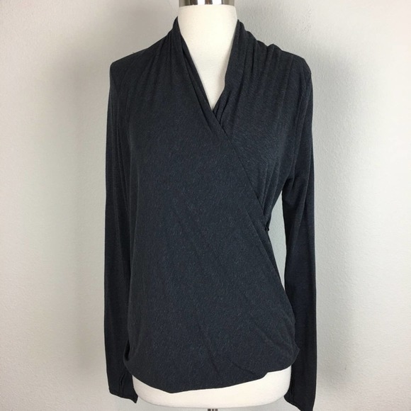 Lululemon Radiant Long Sleeve Wrap Top Raidant Black/dark gray Small
